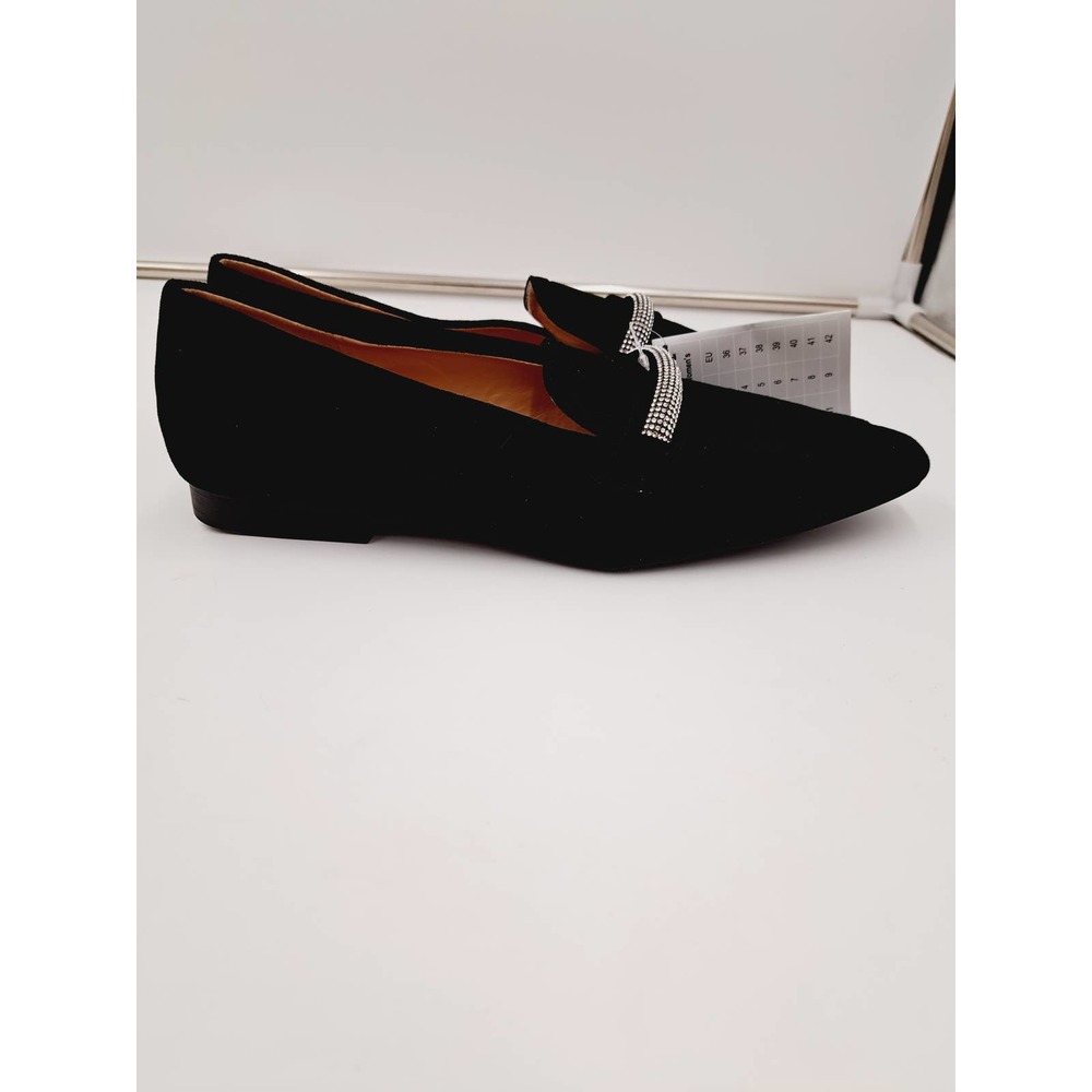 Samilor Black Elegant Rhinestone Flats Round Toe Comfortable Slip on Shoes 10